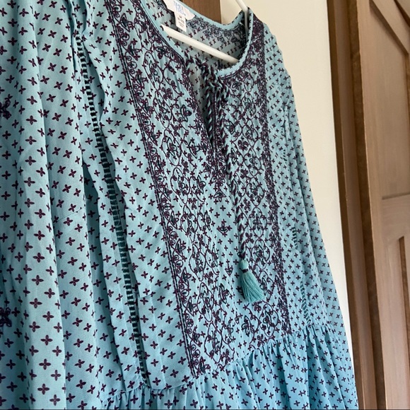 NWT Time & True Flowy Chiffon Boho Embroidered Peasant Dress Size M Cottagecore - Picture 7 of 11